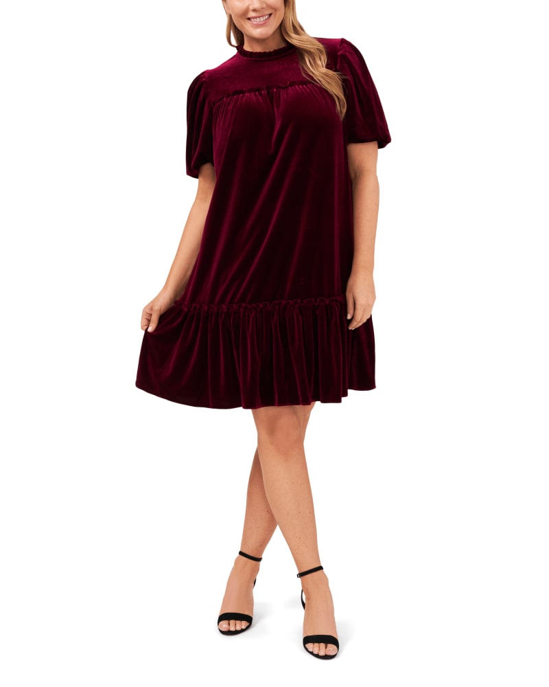 Plus Size Beatrice Velvet Ruffle Dress MAJESTICWINE